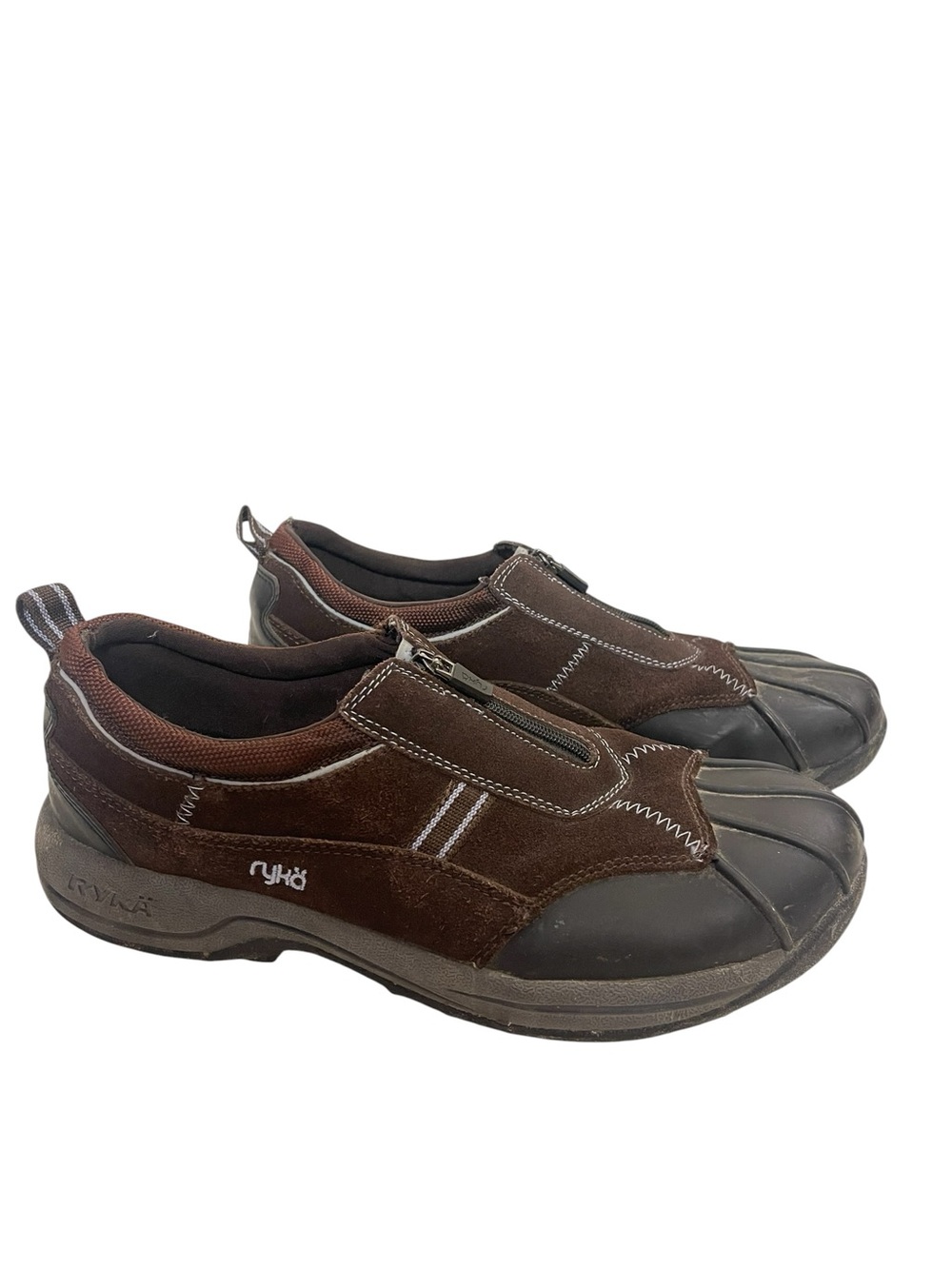 Ryka Women’s Zip Dark Brown Suede Slip-On Duck Rain Shoes